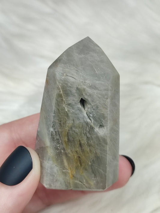 Punta cuarzo anfíbol gris n°134