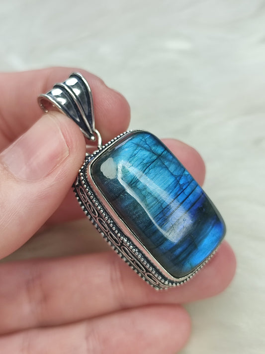 Colgante baño de plata con labradorita flash - N° 145