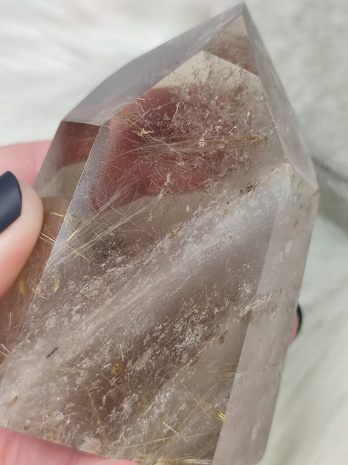 Punta cuarzo con rutilo y hematite - n° 50