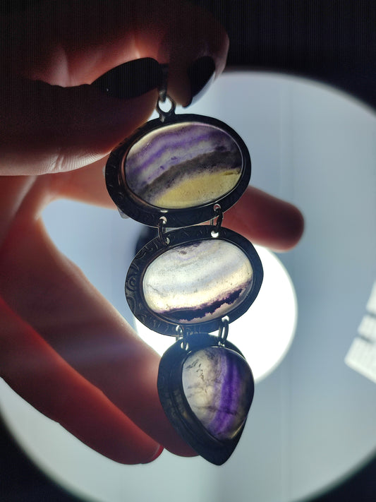 Colgante baño de plata con flúorita triple n°239