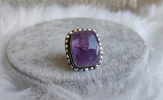 Anillo baño de plata y amatista