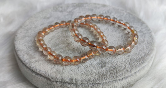 Pulsera elástica esferas cuarzo rutilo - cabello de ángel 7 mm