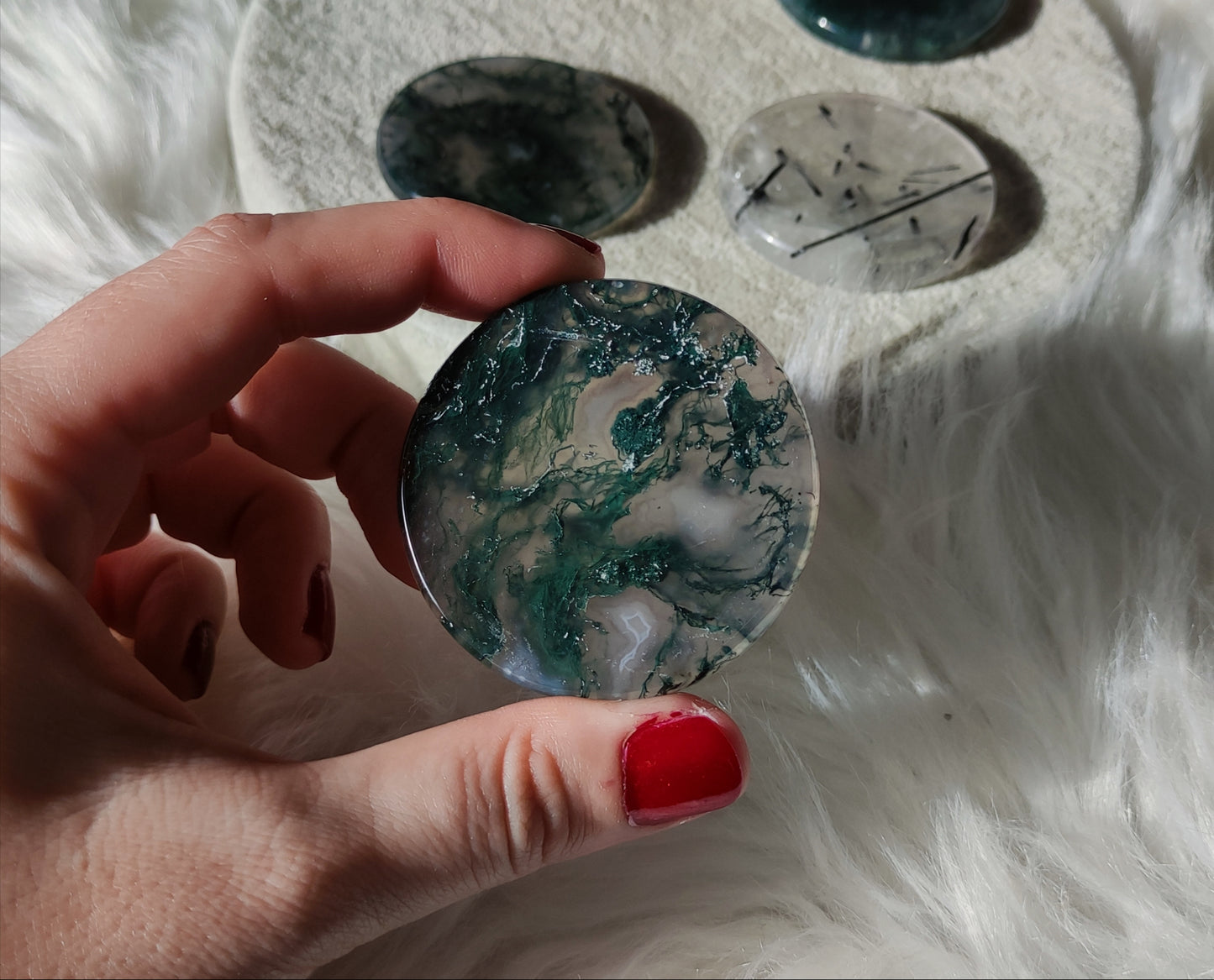 Placa de agata musgo o cuarzo turmalina