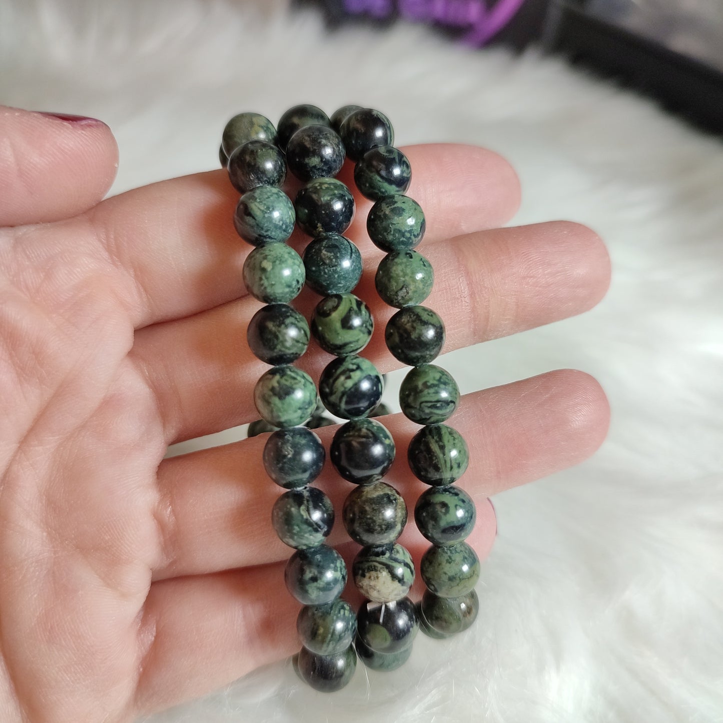 Pulsera elástica esferas de jaspe kambaba