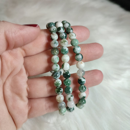 Pulsera elástica esferas de agata arbol 6 mm