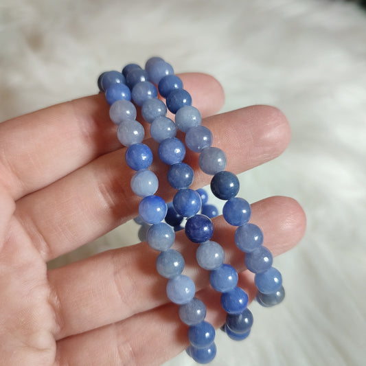 Pulsera elástica esferas de aventurina azul 7 mm