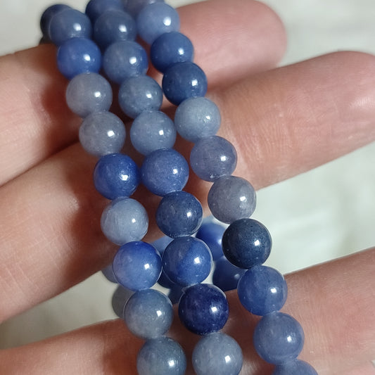 Pulsera elástica esferas de aventurina azul 7 mm