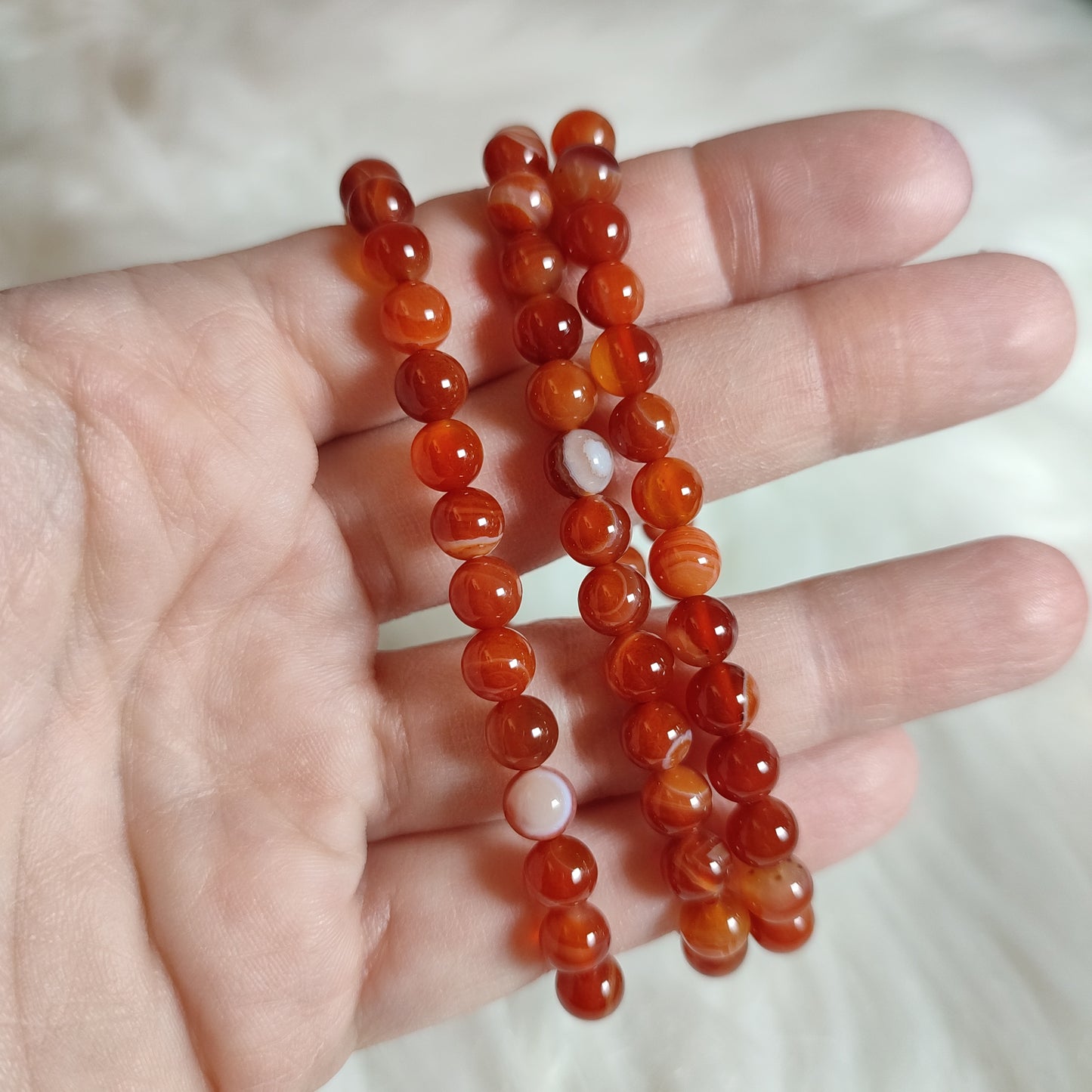 Pulsera elástica esferas de agata carneola