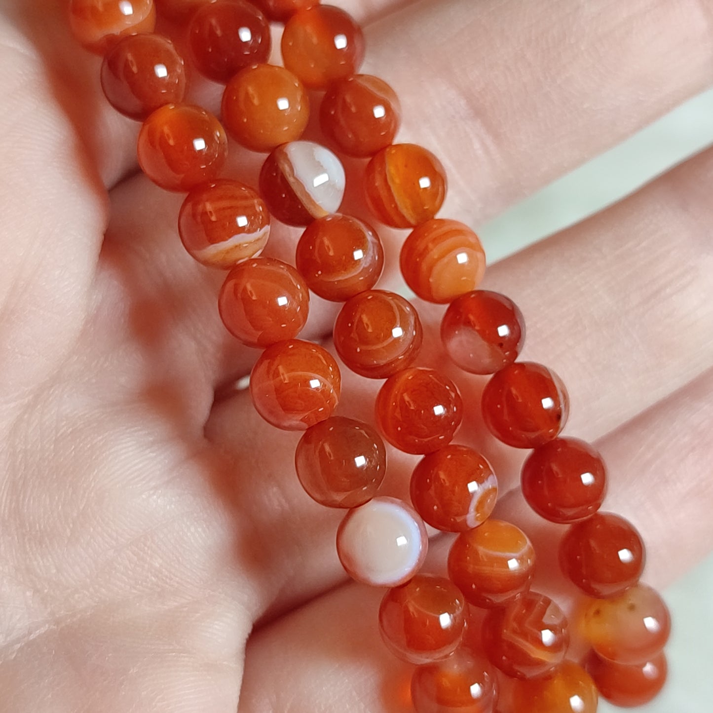 Pulsera elástica esferas de agata carneola