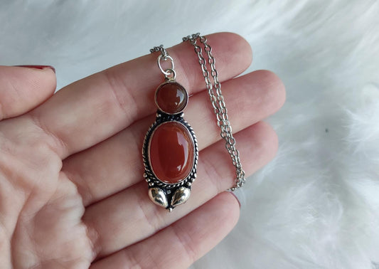 Collar baño de plata con agata carneola