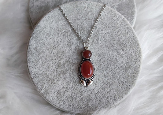 Collar baño de plata con agata carneola