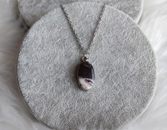 Collar baño de plata con jaspe coco