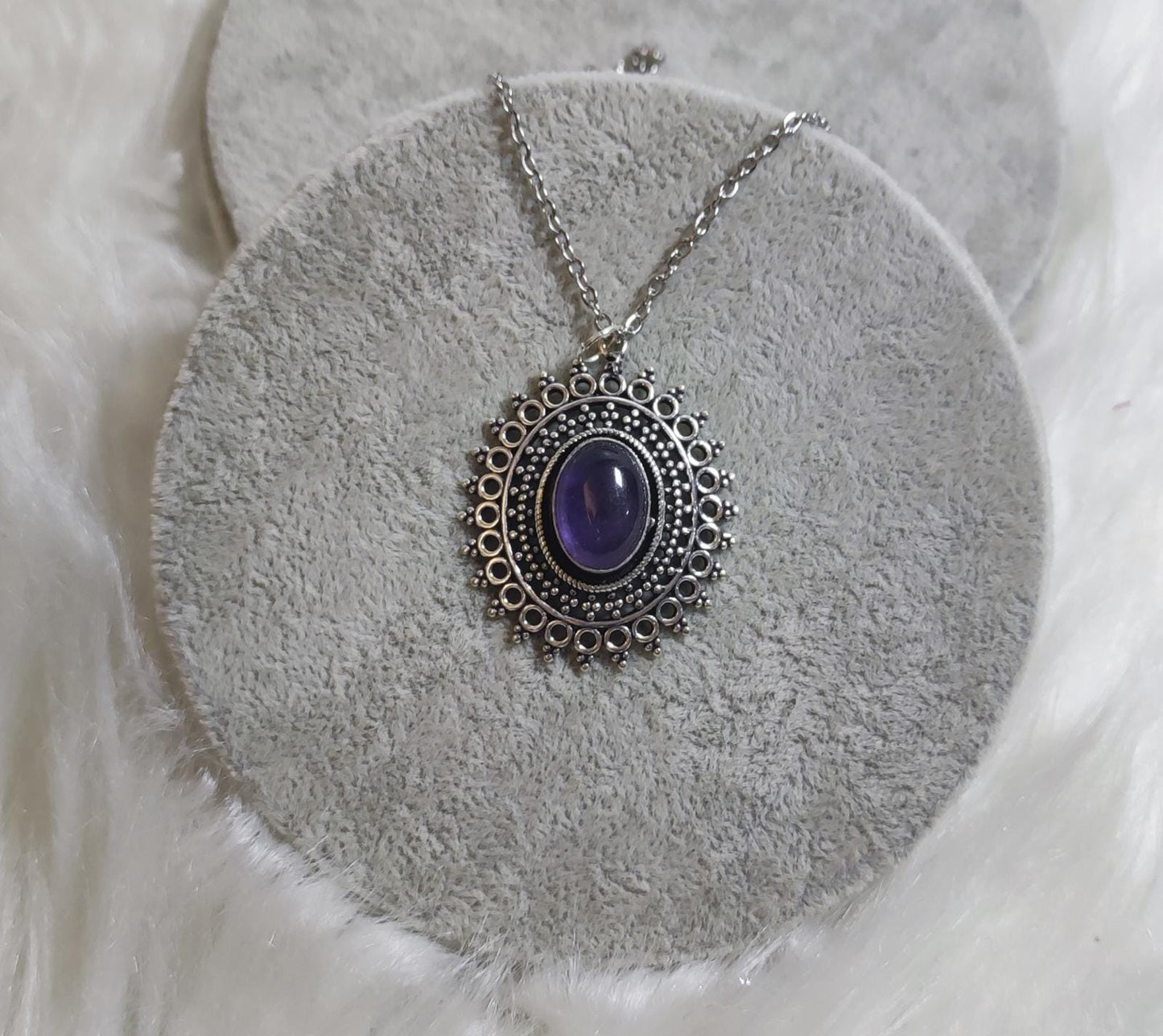 Collar baño de plata y amatista