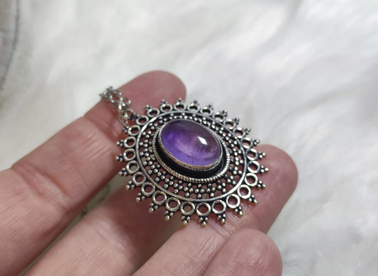 Collar baño de plata y amatista