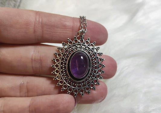 Collar baño de plata y amatista