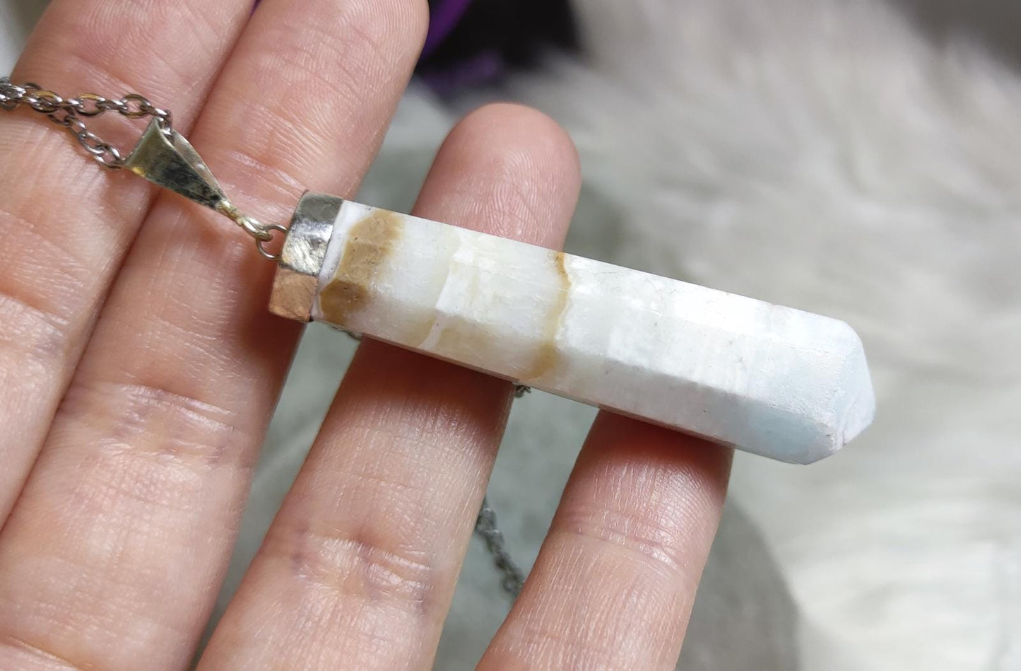 Colgante plata de ley 925 con calcita caribeña azul n°1
