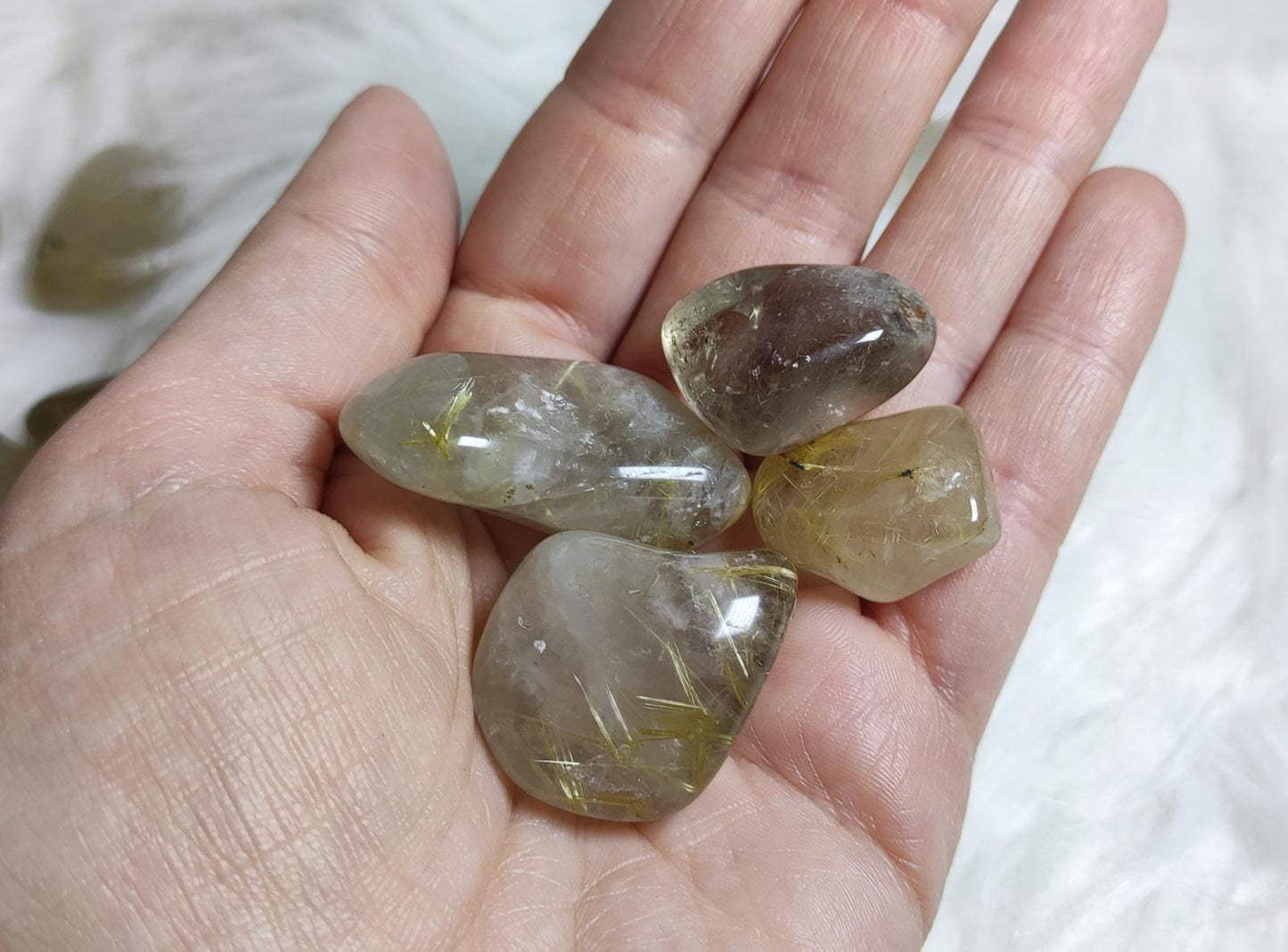 Canto rodado cuarzo rutilo - 2 medidas