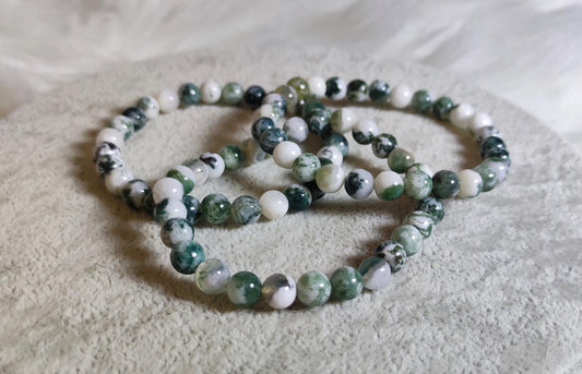 Pulsera elástica esferas de agata arbol 6 mm