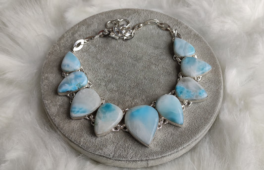 Gran gargantilla baño de plata con larimar