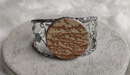 Brazalete ajustable baño de plata con ágata alemana dendrítica