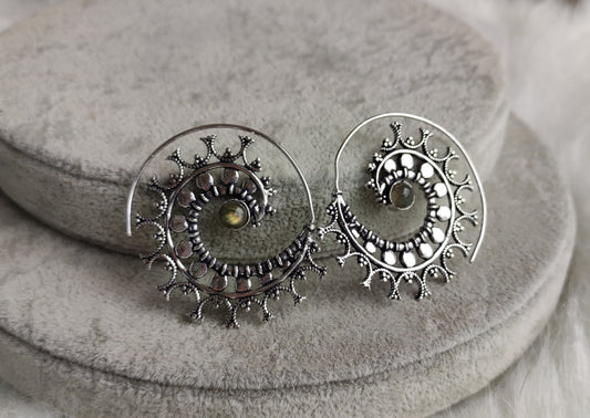 Pendientes baño de plata con labradorita