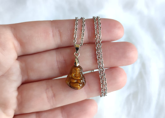 Collar buda tallado en ojo de tigre