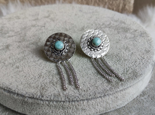 Pendientes diseño baño de plata con larimar