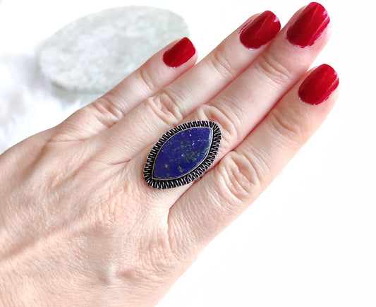 Anillo baño de plata con lapislazuli