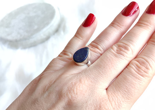 Anillo baño de plata con lapislazuli