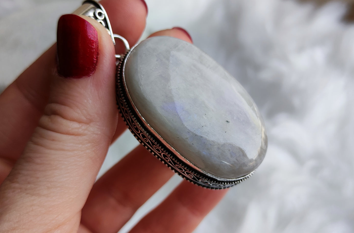 Gran colgante baño de plata con piedra luna