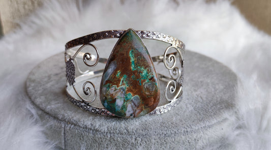 Brazalete baño de plata y crisocola