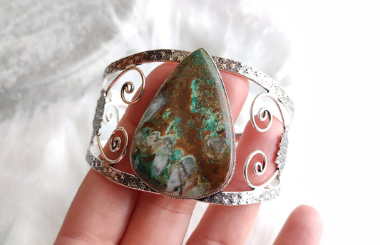 Brazalete baño de plata y crisocola