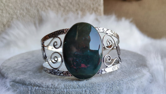 Brazalete ajustable baño de plata con heliotro