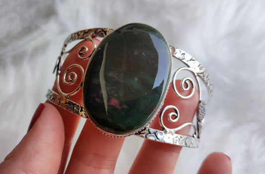 Brazalete ajustable baño de plata con heliotro