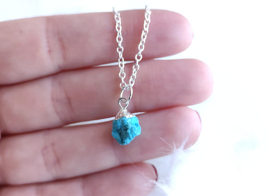 Collar baño de plata con turquesa en bruto