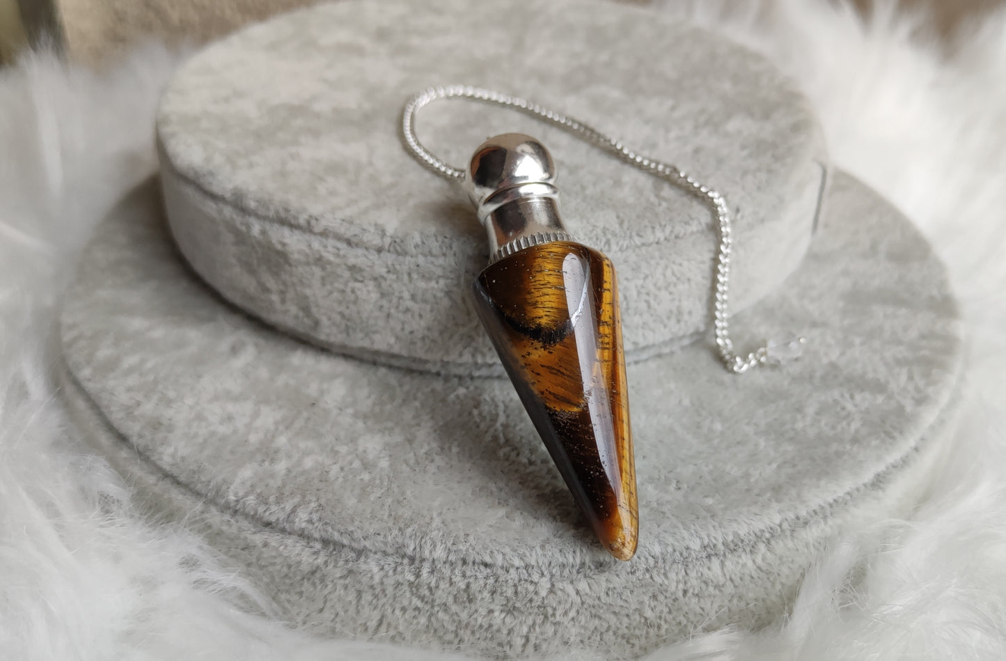 Péndulo cofre de ojo de tigre - Alta Vibración