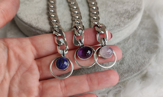 Pulsera baño de plata con varios minerales