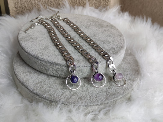 Pulsera baño de plata con varios minerales