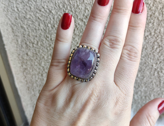 Anillo baño de plata y amatista