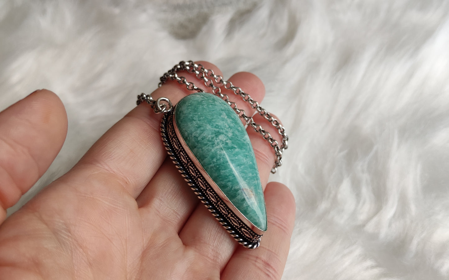 Collar baño de plata con amazonita