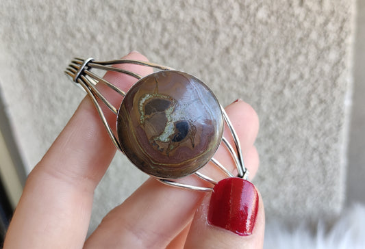 Brazalete ajustable baño de plata con septaria o Piedra Dragón