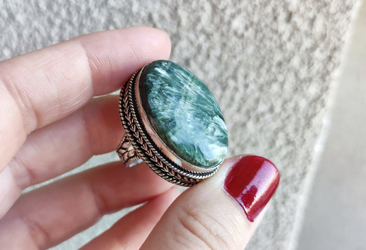 Anillo baño de plata con serafinita