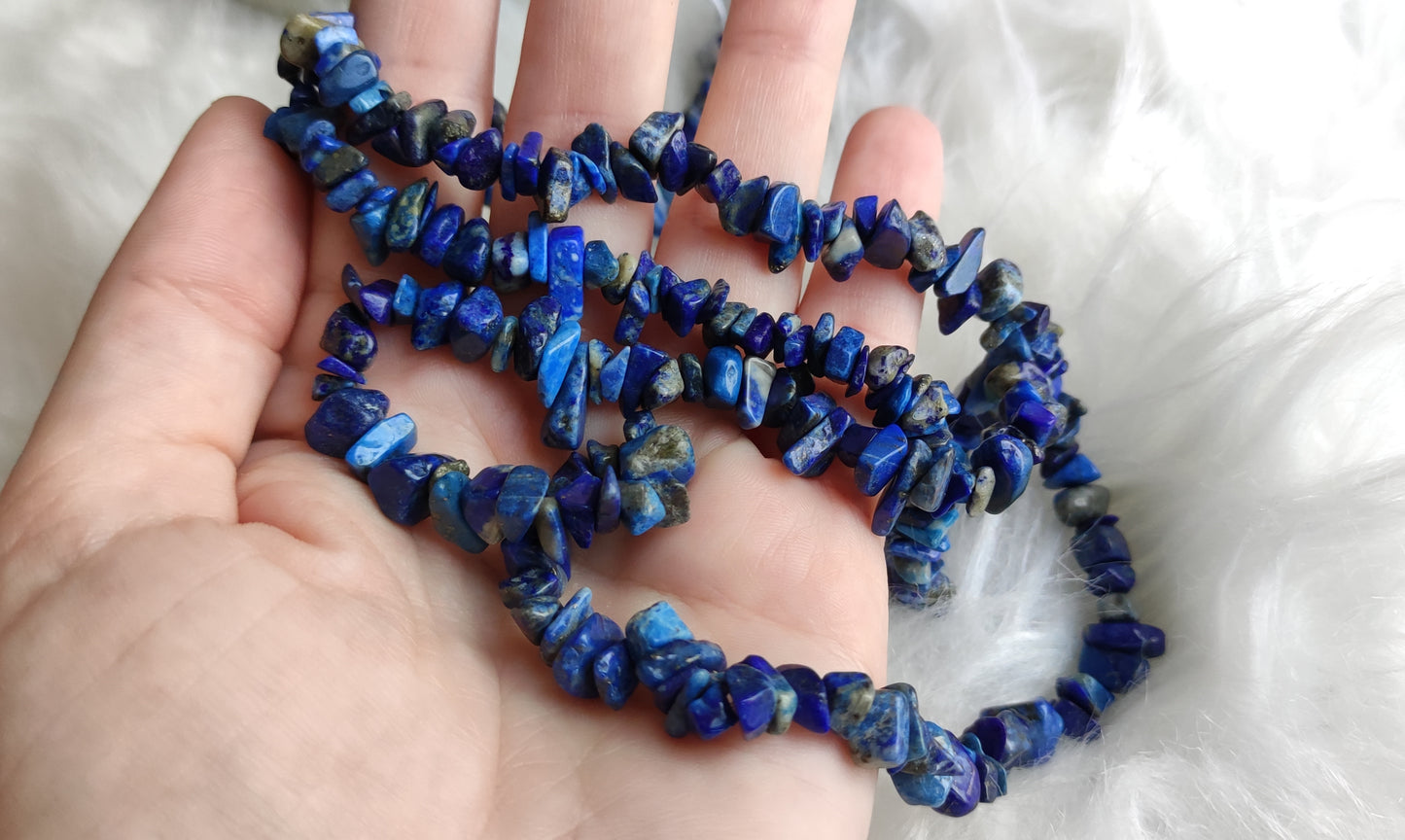 Collar largo de chips lapislazuli
