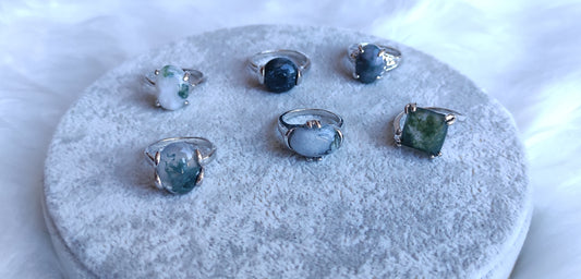 Anillo bisuteria y ágata musgo - Diferentes medidas