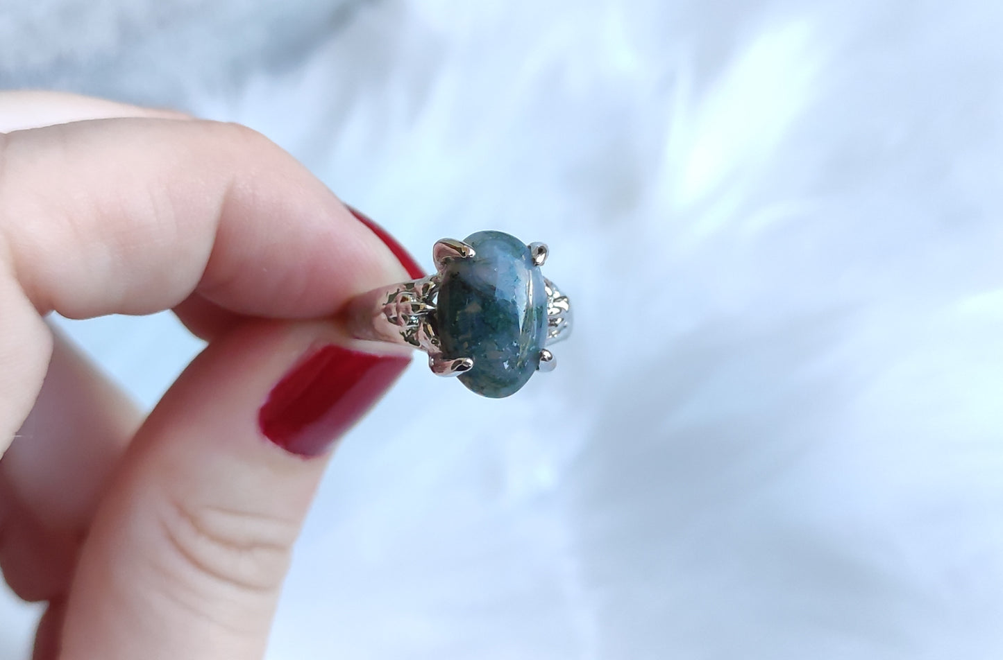 Anillo bisuteria y ágata musgo - Diferentes medidas