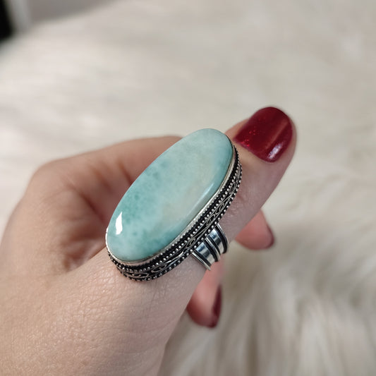 Anillo baño de plata con larimar BB