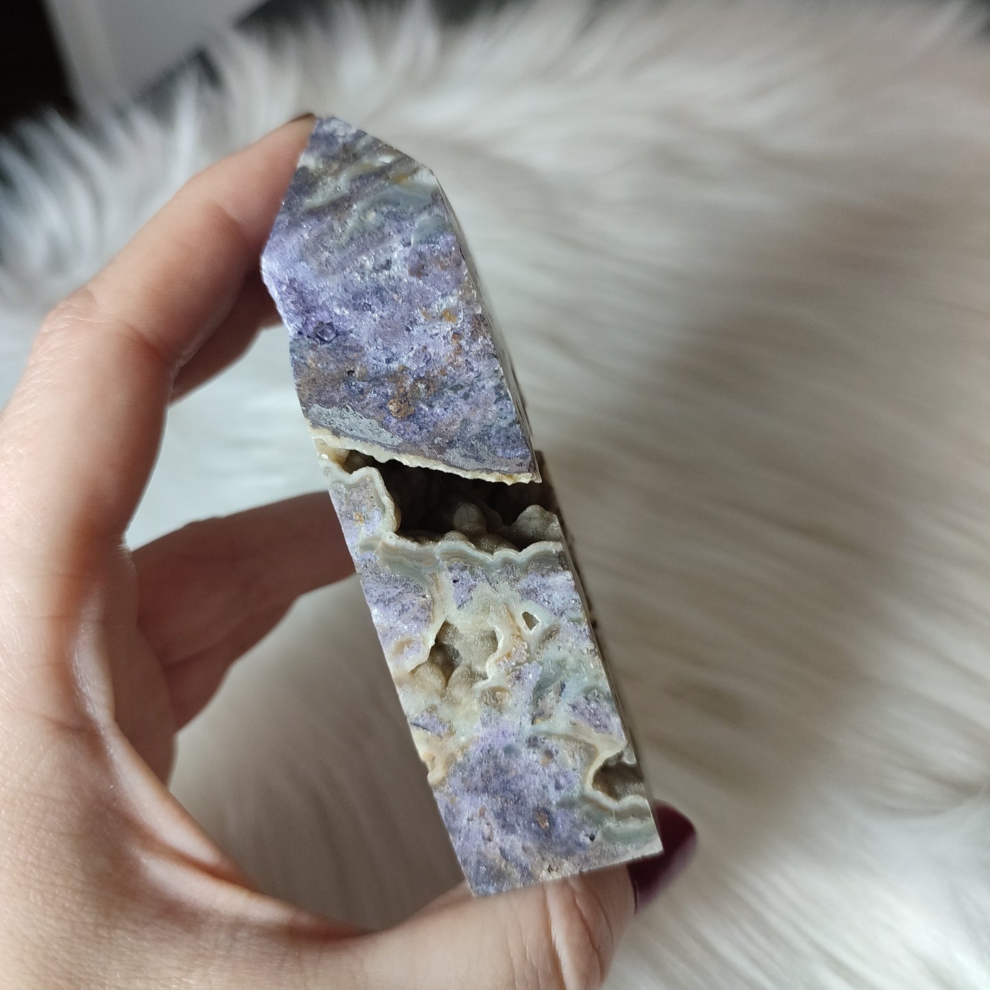 Punta esfalerita purpura cristalizada con terminación bulbosa