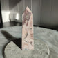 Punta ágata rosa flor con cuarzo cristalizado 204 gramos