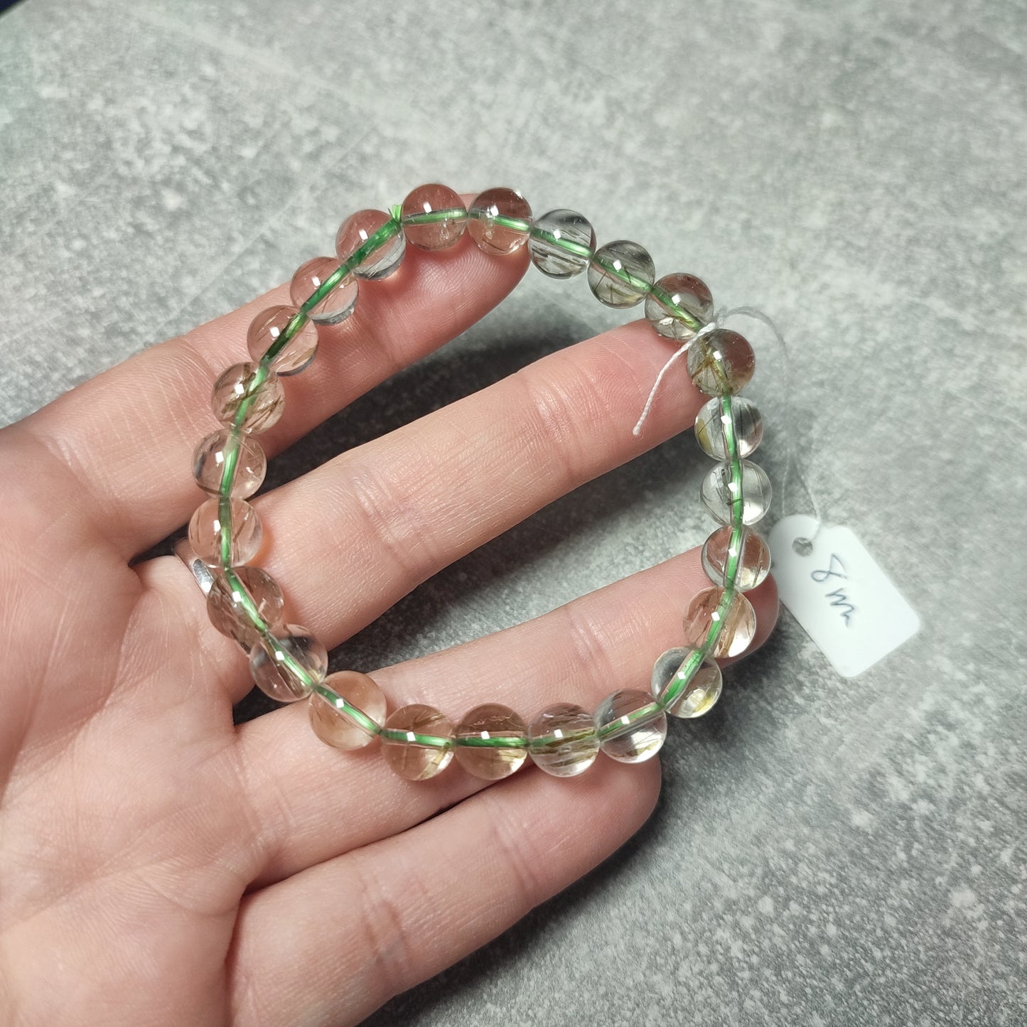 Pulsera elástica esferas de cuarzo rutilo 10 mm