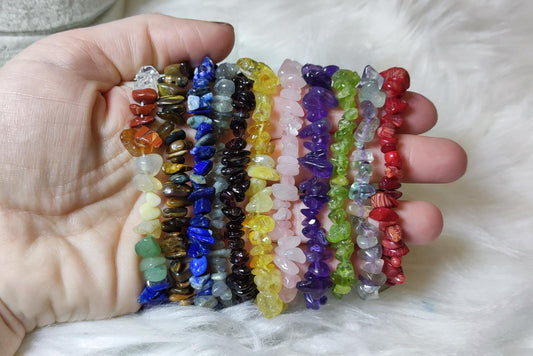 Pulsera chips diferentes minerales